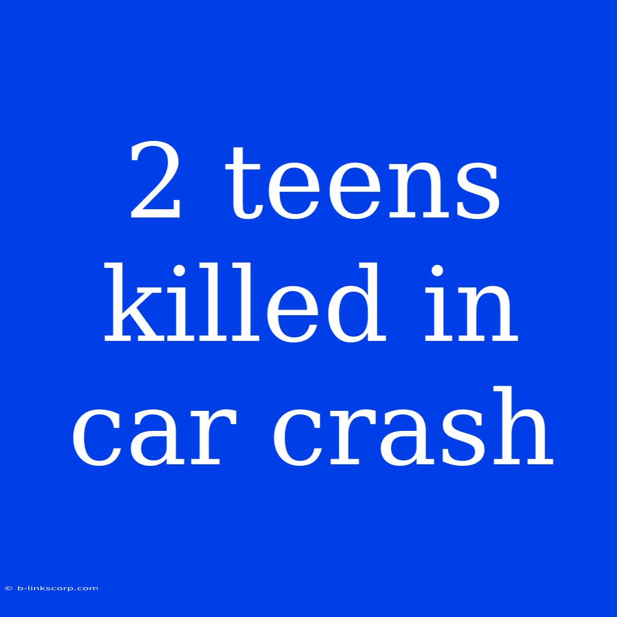 2 Teens Killed In Car Crash