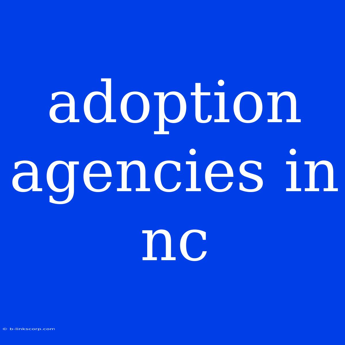 Adoption Agencies In Nc