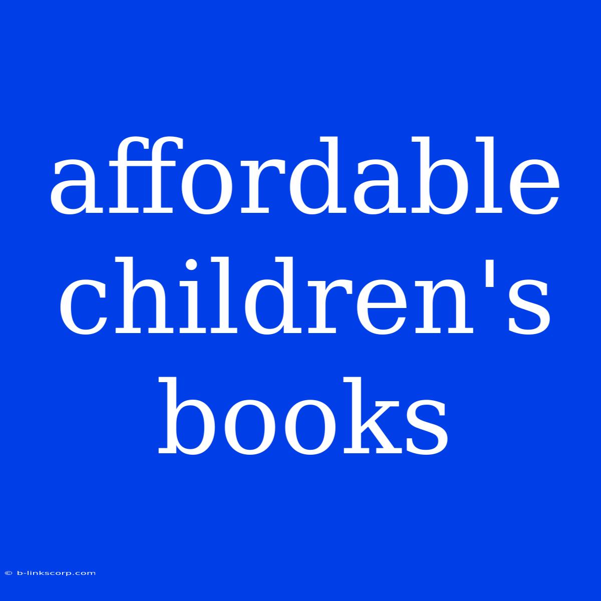 Affordable Children's Books