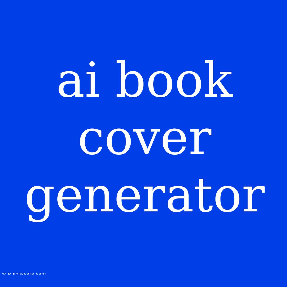 Ai Book Cover Generator