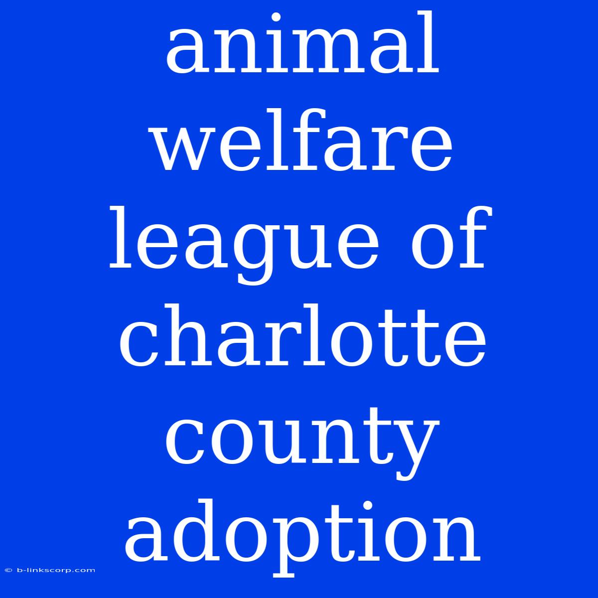 Animal Welfare League Of Charlotte County Adoption