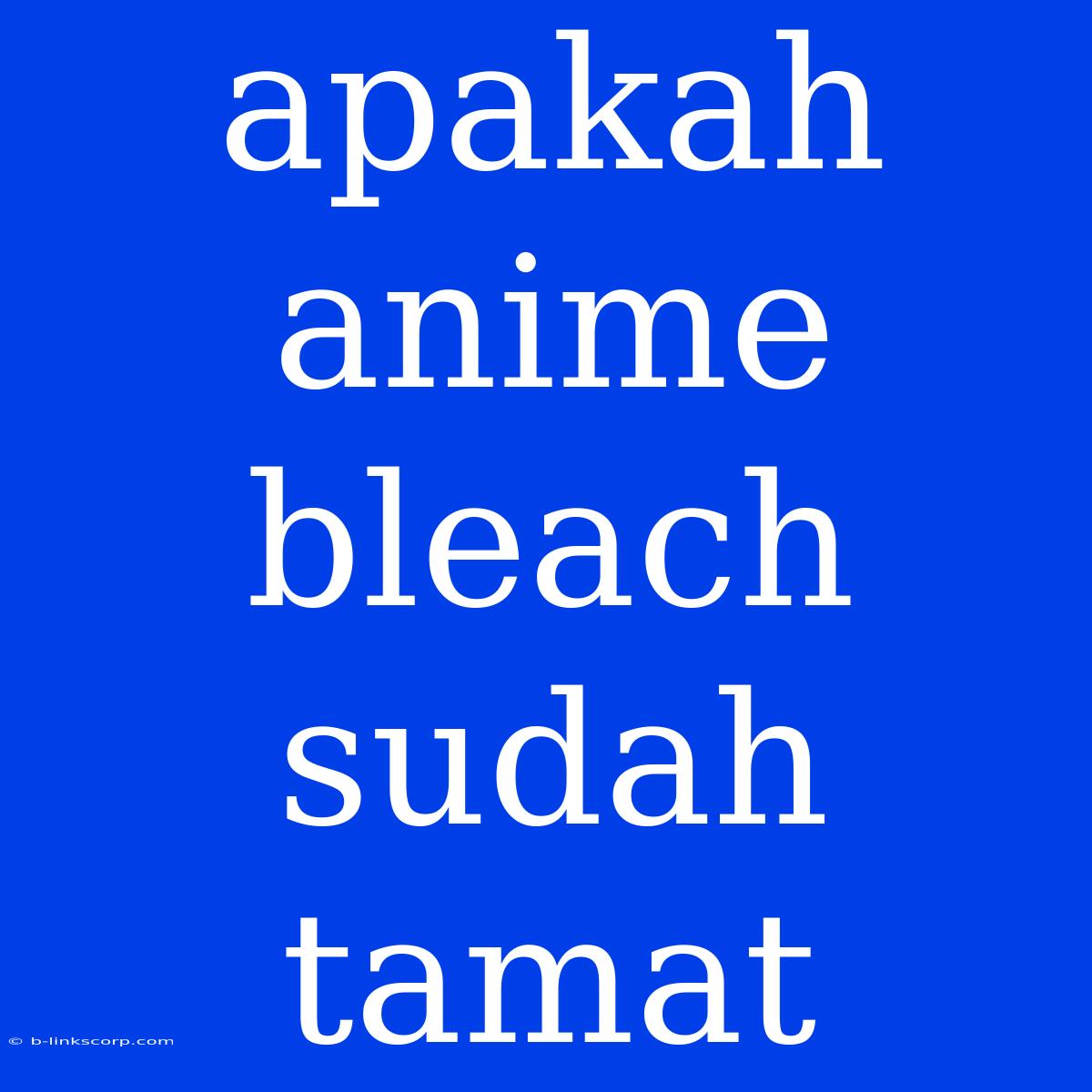 Apakah Anime Bleach Sudah Tamat