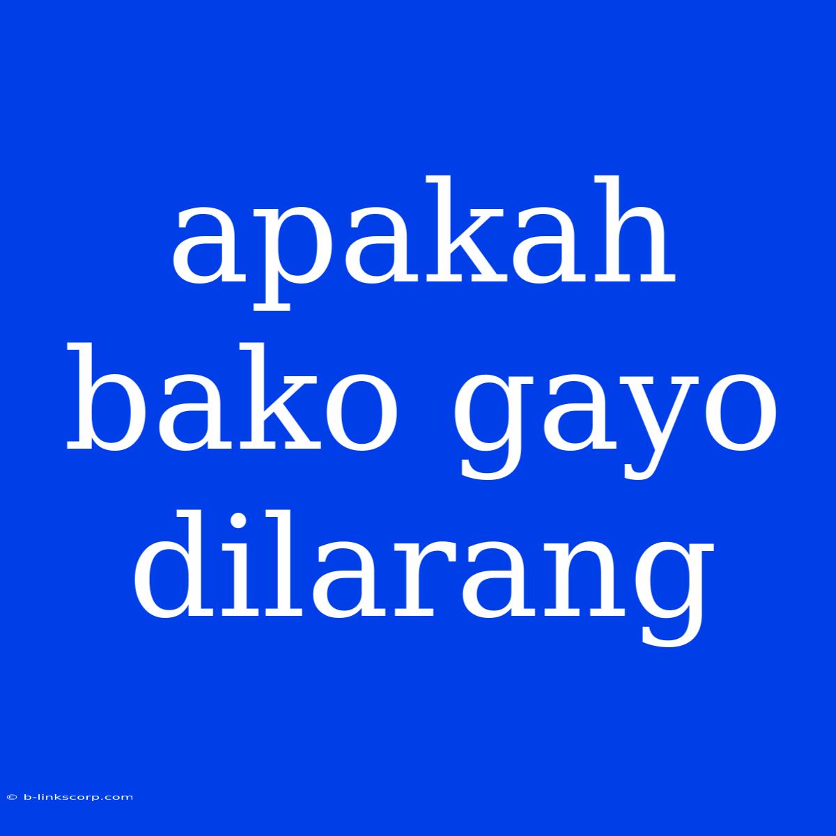 Apakah Bako Gayo Dilarang