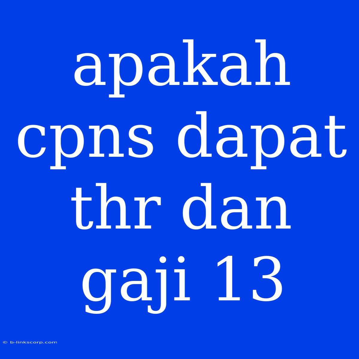 Apakah Cpns Dapat Thr Dan Gaji 13