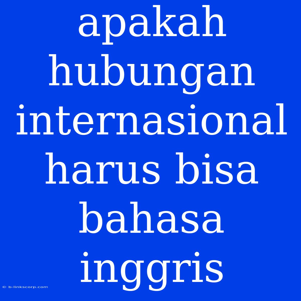 Apakah Hubungan Internasional Harus Bisa Bahasa Inggris