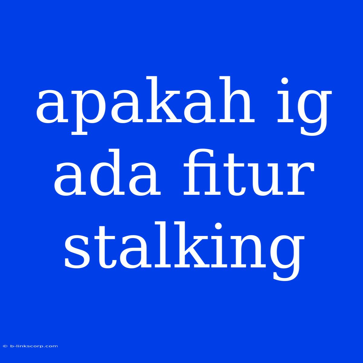 Apakah Ig Ada Fitur Stalking