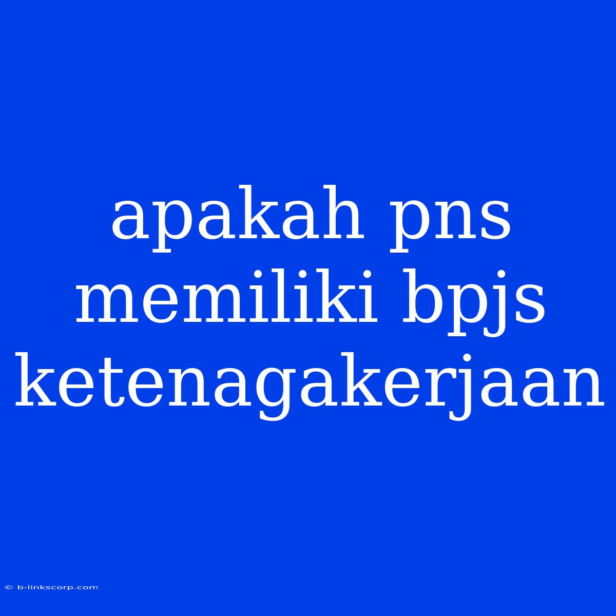 Apakah Pns Memiliki Bpjs Ketenagakerjaan