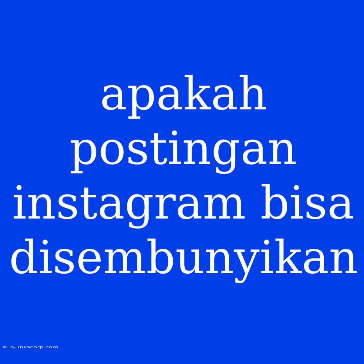 Apakah Postingan Instagram Bisa Disembunyikan