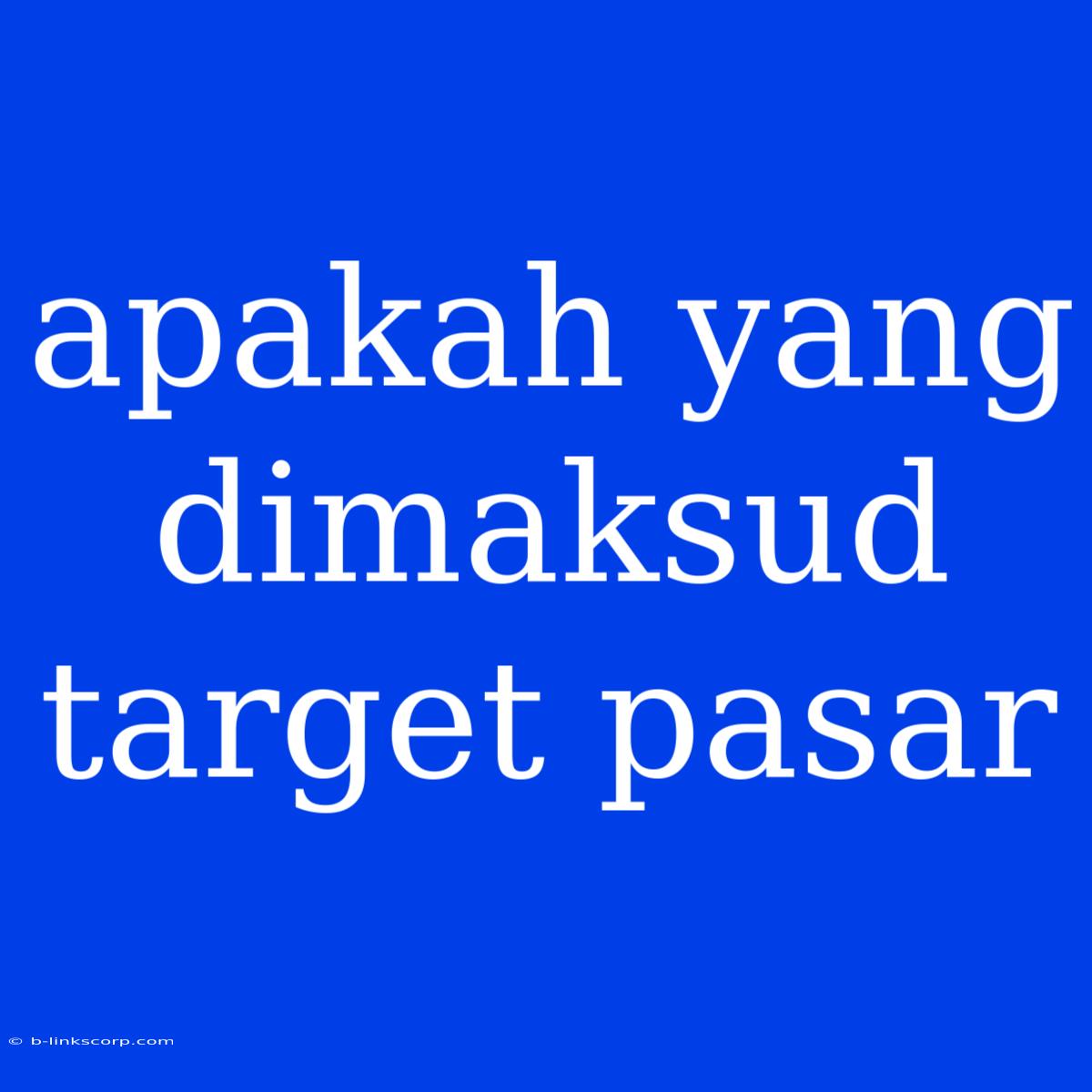 Apakah Yang Dimaksud Target Pasar