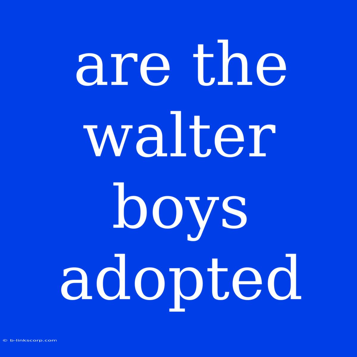 Are The Walter Boys Adopted