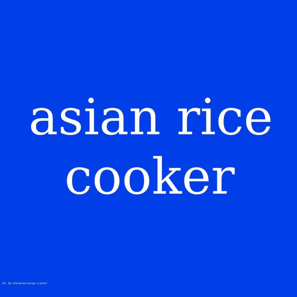 Asian Rice Cooker