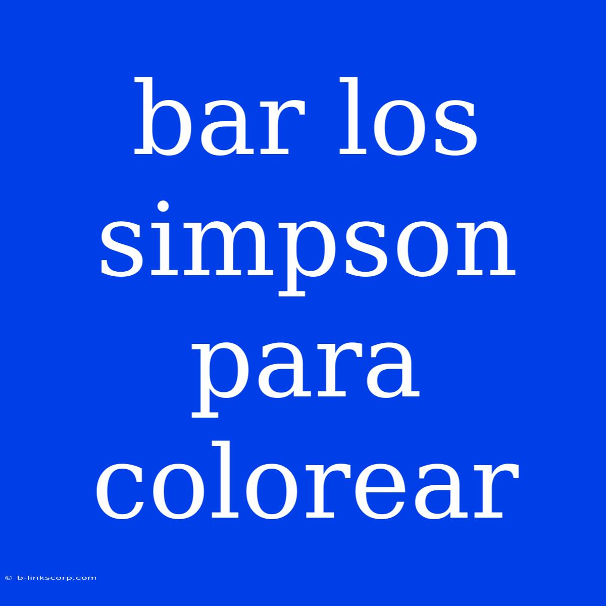 Bar Los Simpson Para Colorear