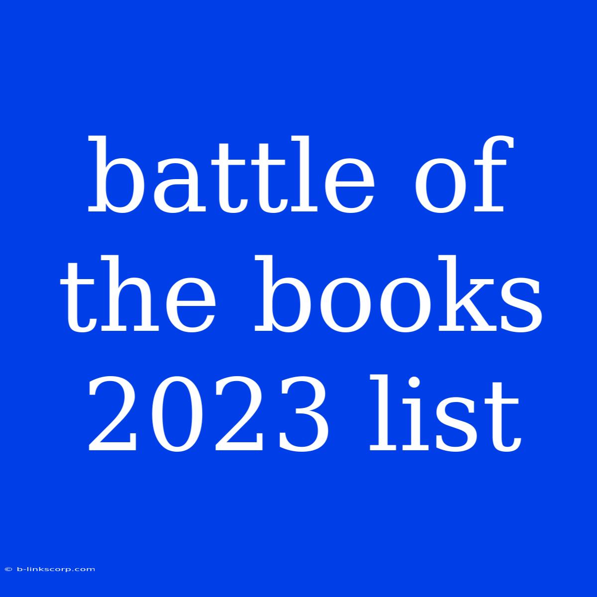 Battle Of The Books 2023 List