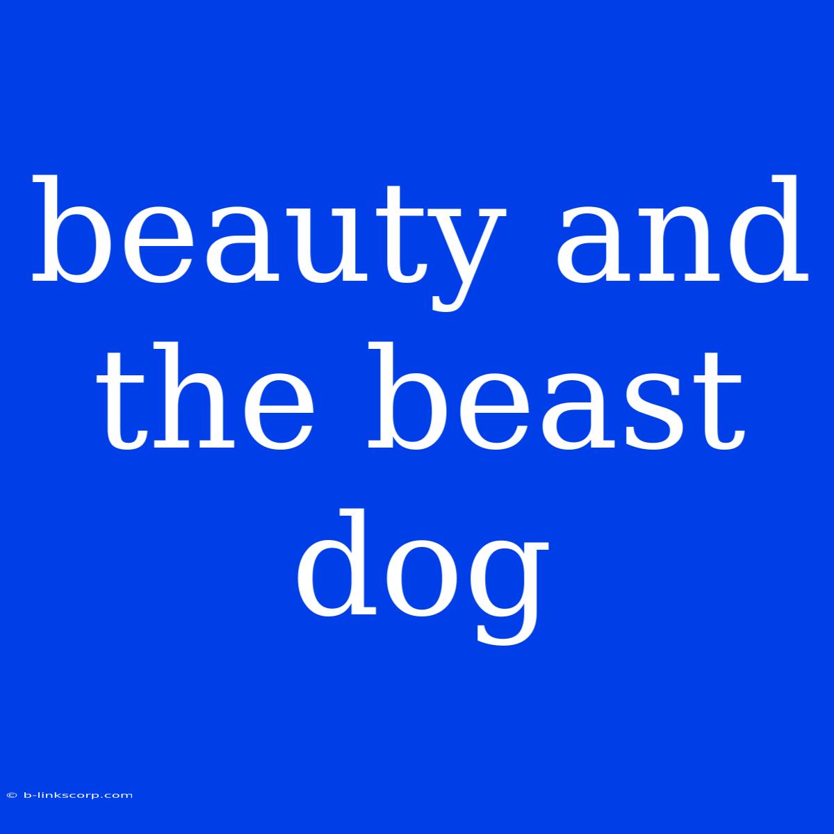 Beauty And The Beast Dog