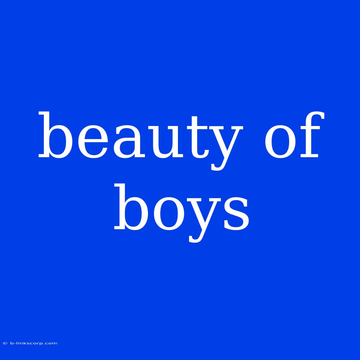 Beauty Of Boys