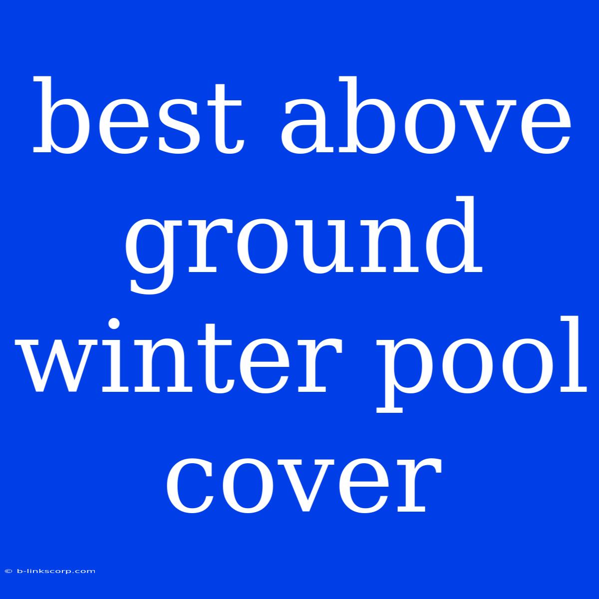 Best Above Ground Winter Pool Cover