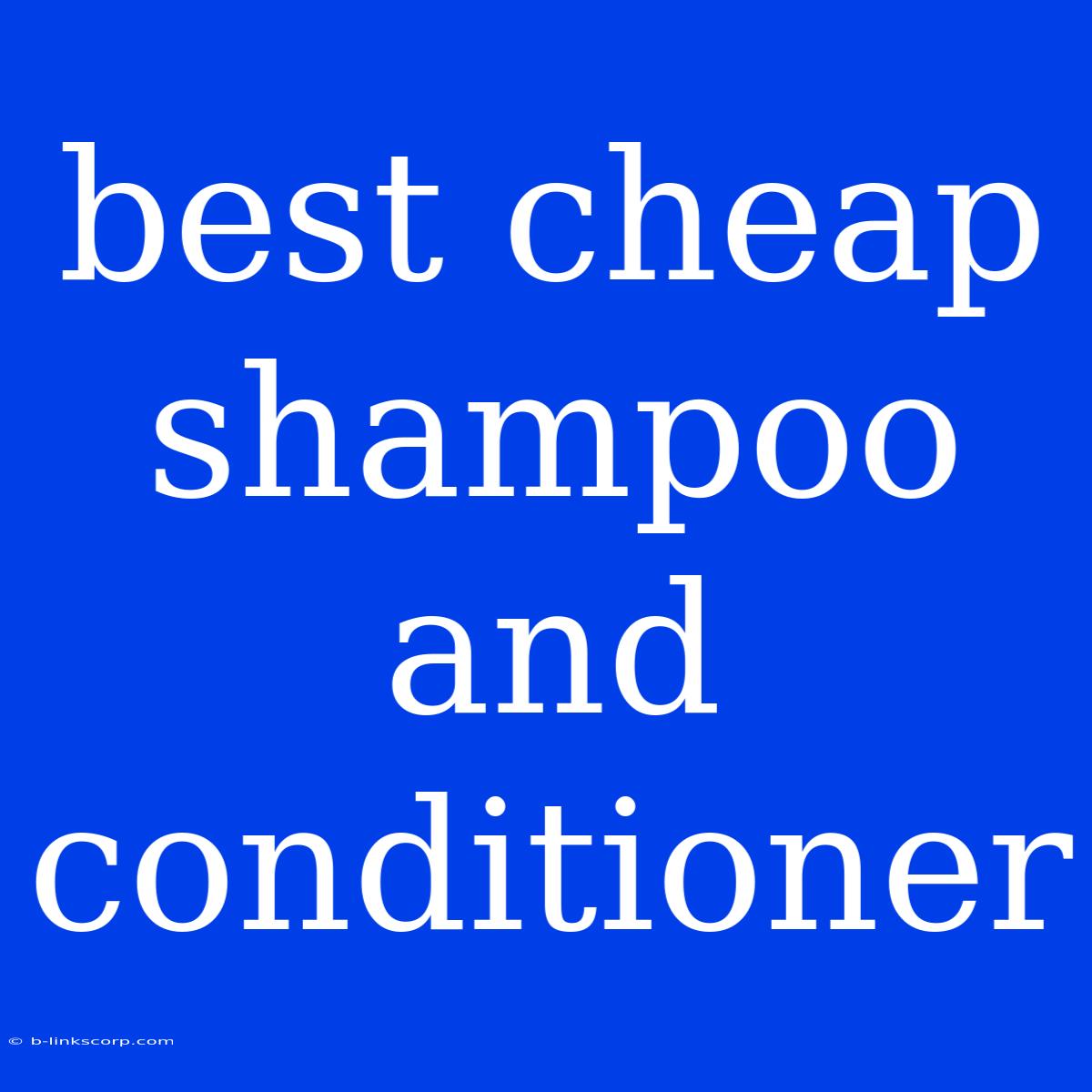 Best Cheap Shampoo And Conditioner