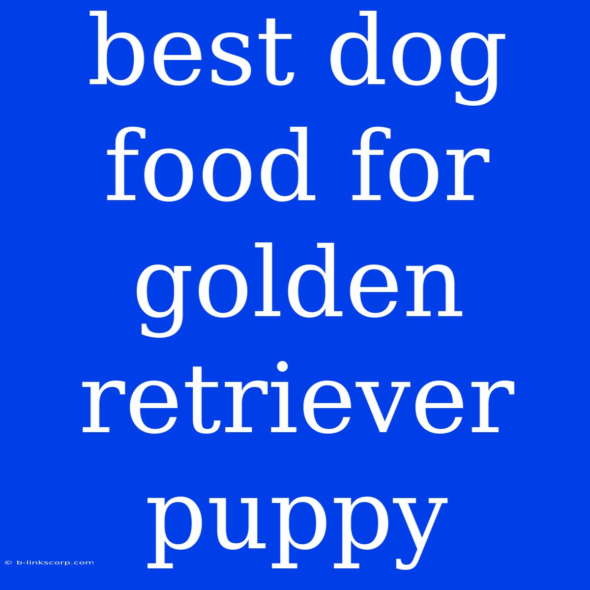 Best Dog Food For Golden Retriever Puppy