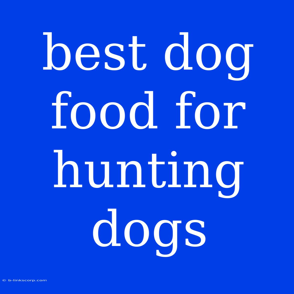 Best Dog Food For Hunting Dogs