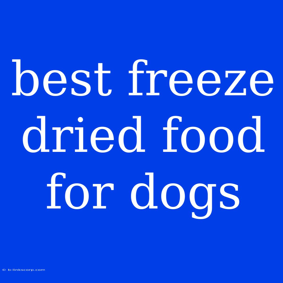 Best Freeze Dried Food For Dogs