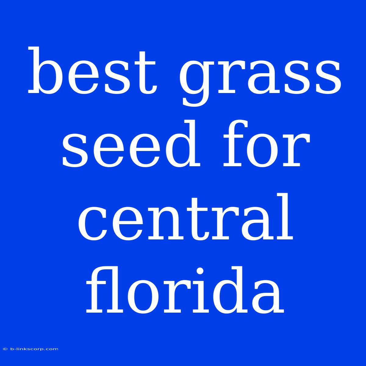 Best Grass Seed For Central Florida