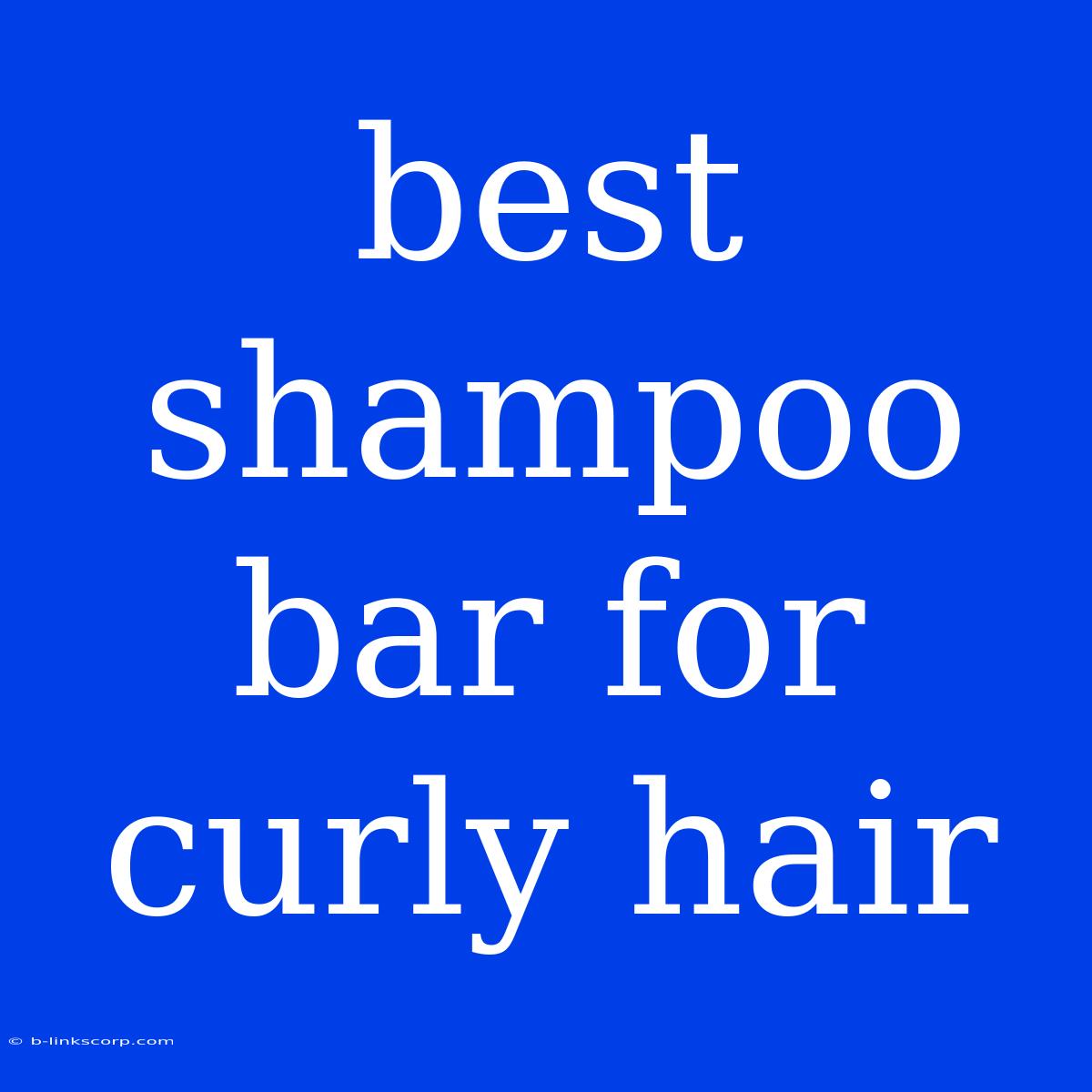 Best Shampoo Bar For Curly Hair