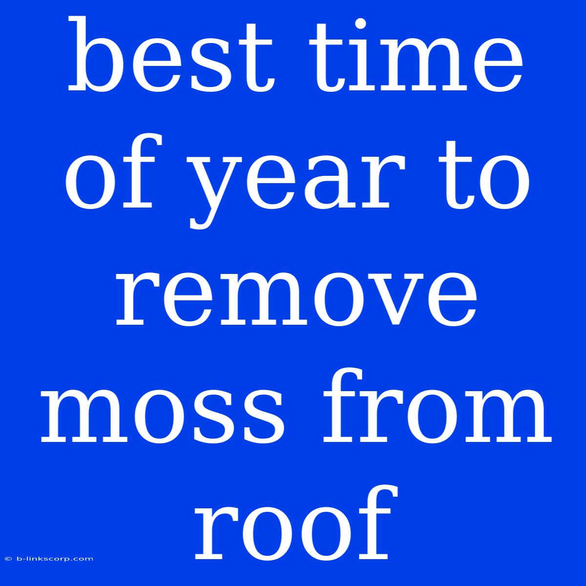 Best Time Of Year To Remove Moss From Roof