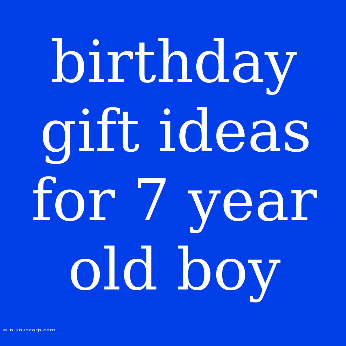 Birthday Gift Ideas For 7 Year Old Boy