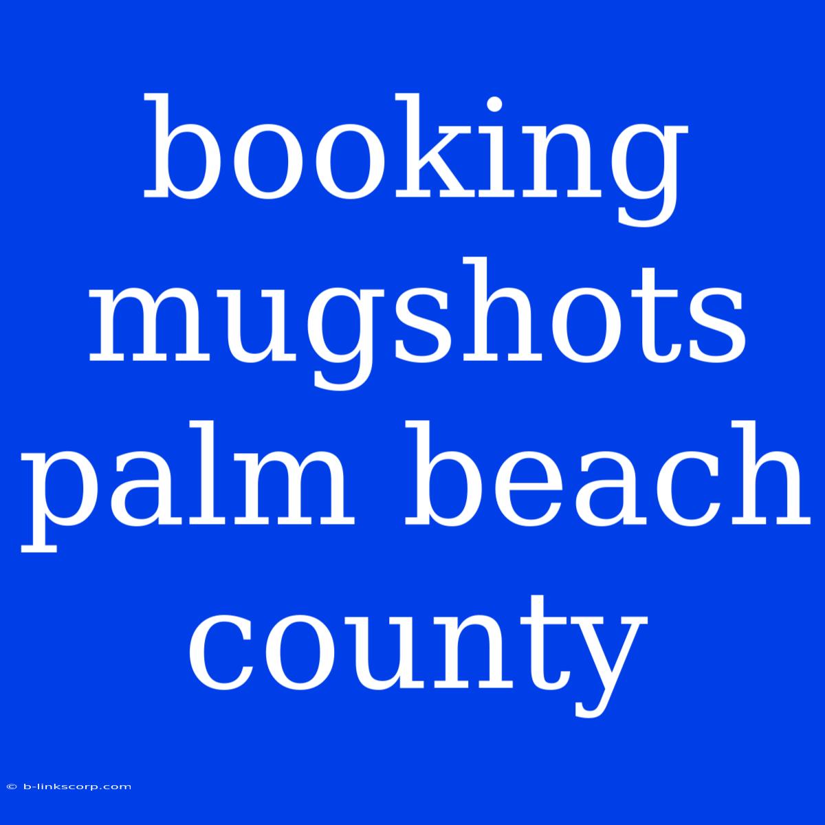 Booking Mugshots Palm Beach County