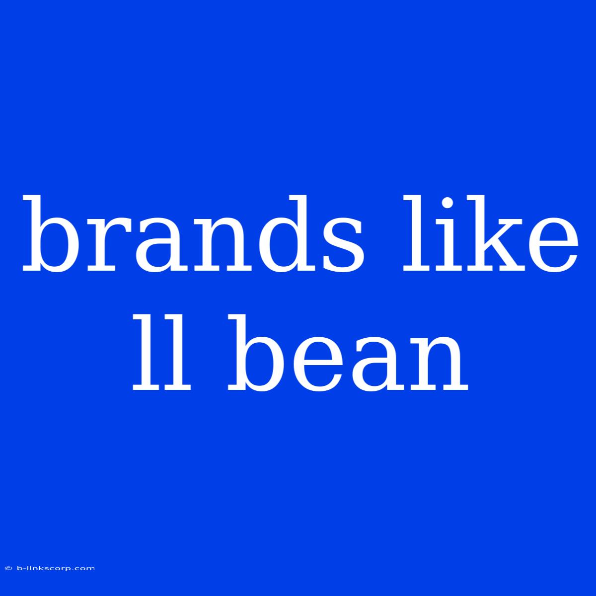 Brands Like Ll Bean