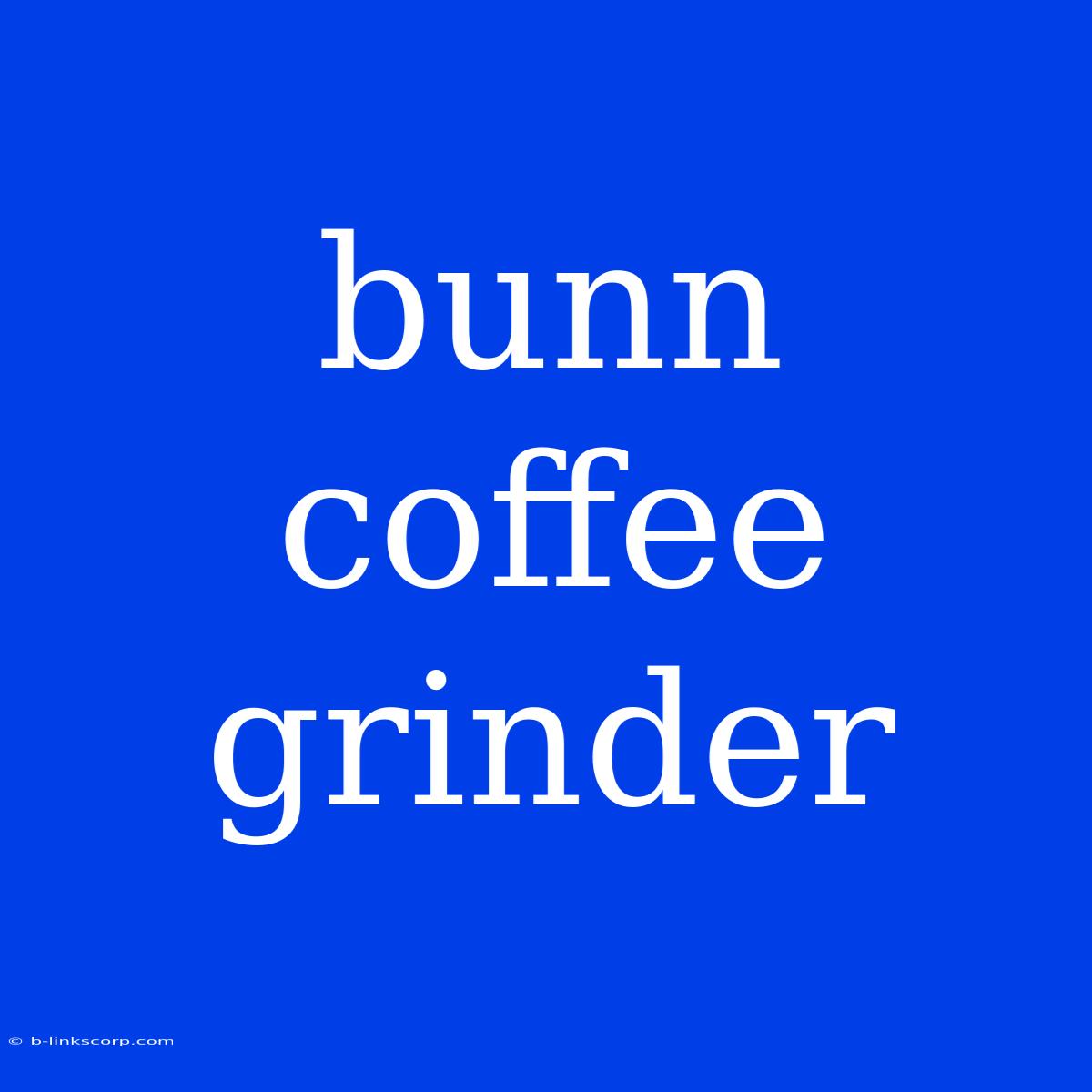 Bunn Coffee Grinder