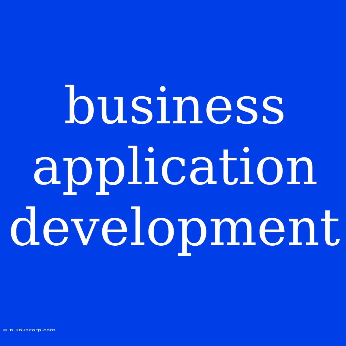 Business Application Development