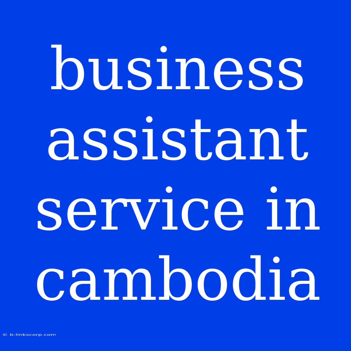 Business Assistant Service In Cambodia