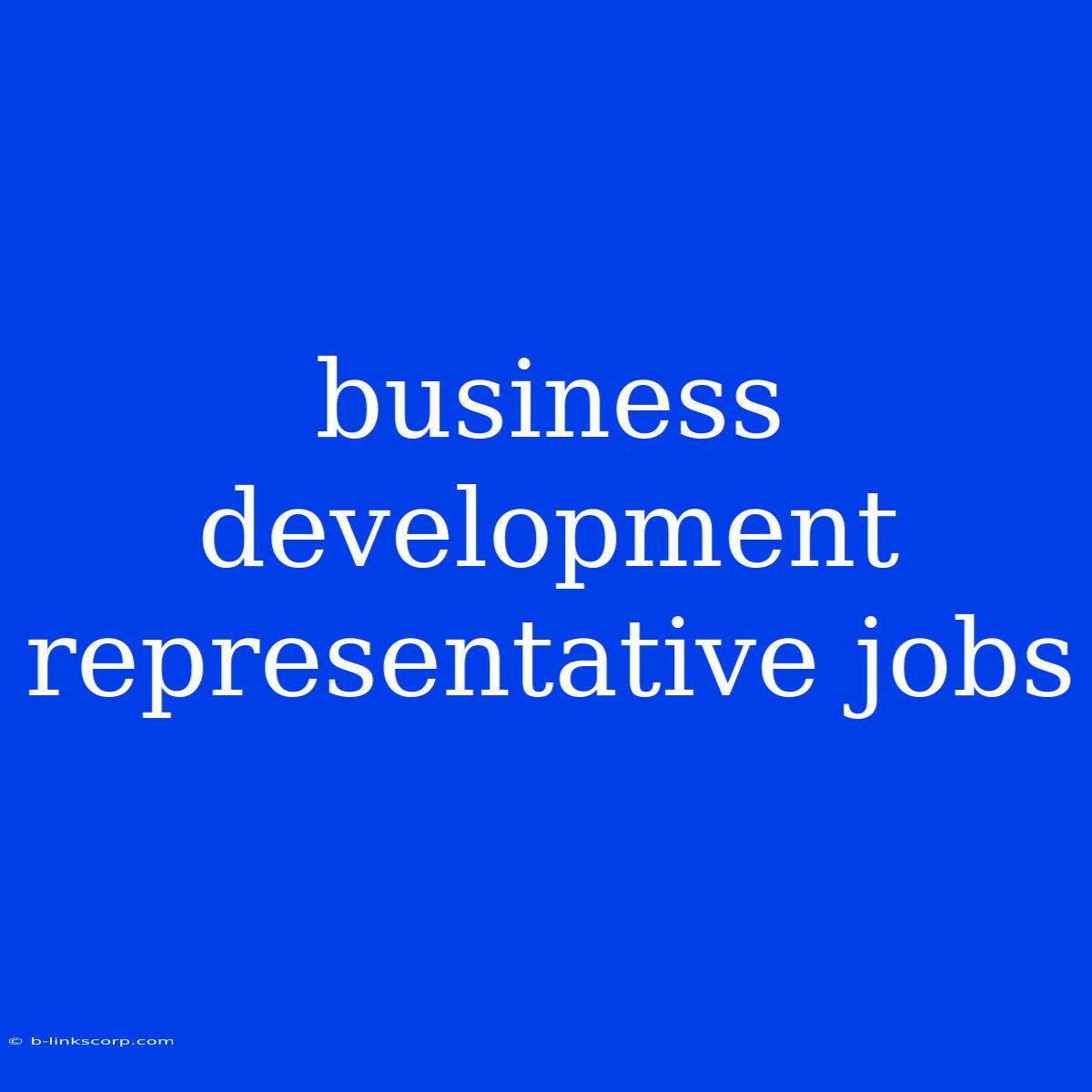 Business Development Representative Jobs