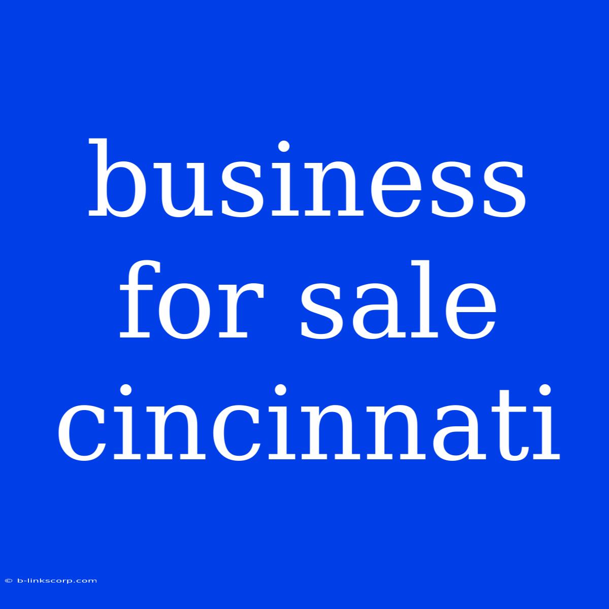 Business For Sale Cincinnati