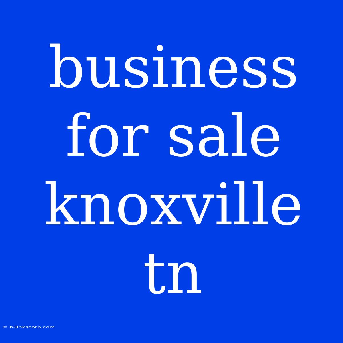 Business For Sale Knoxville Tn