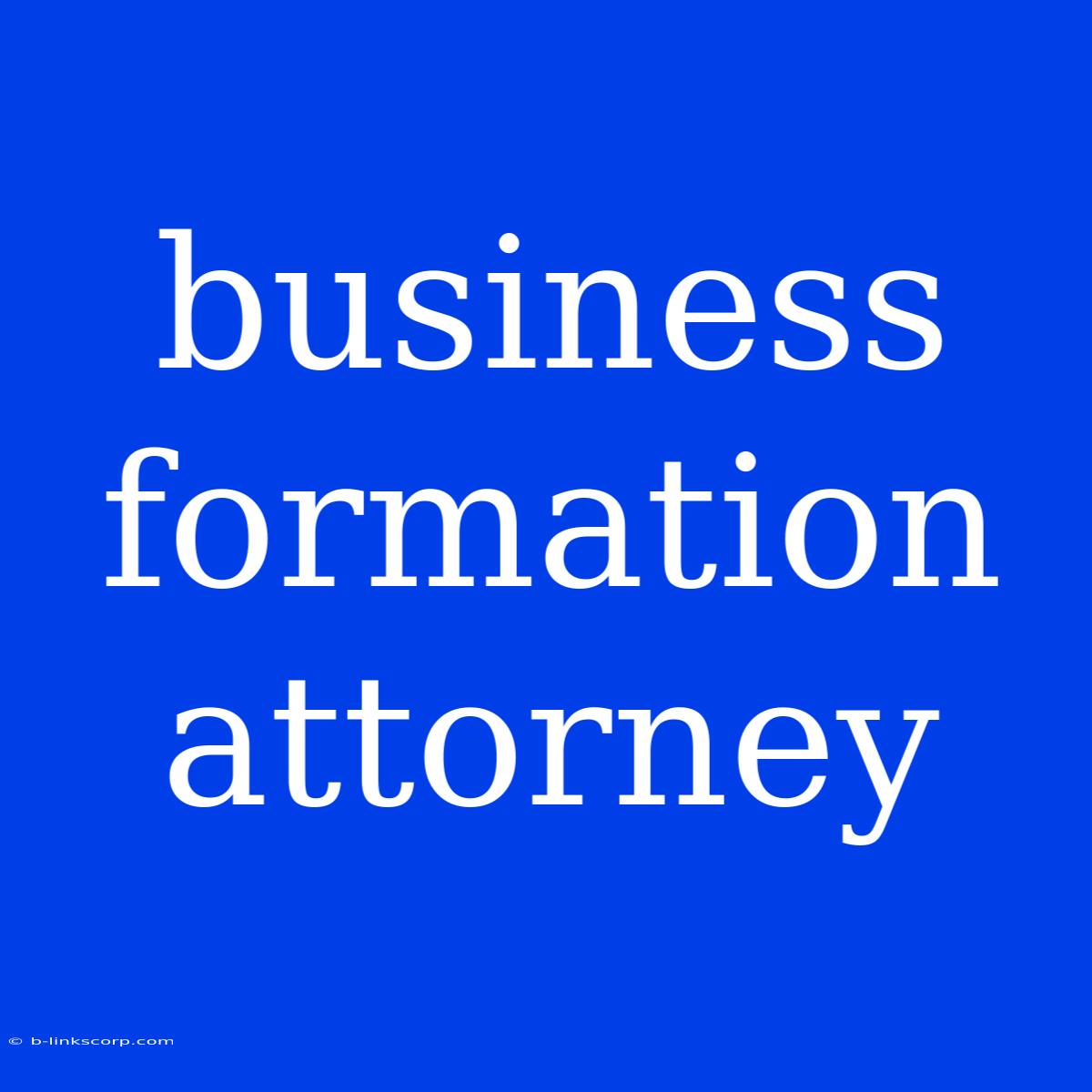 Business Formation Attorney