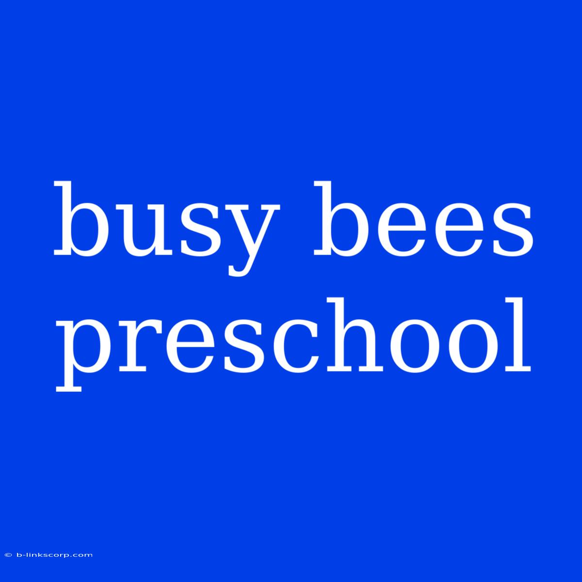 Busy Bees Preschool