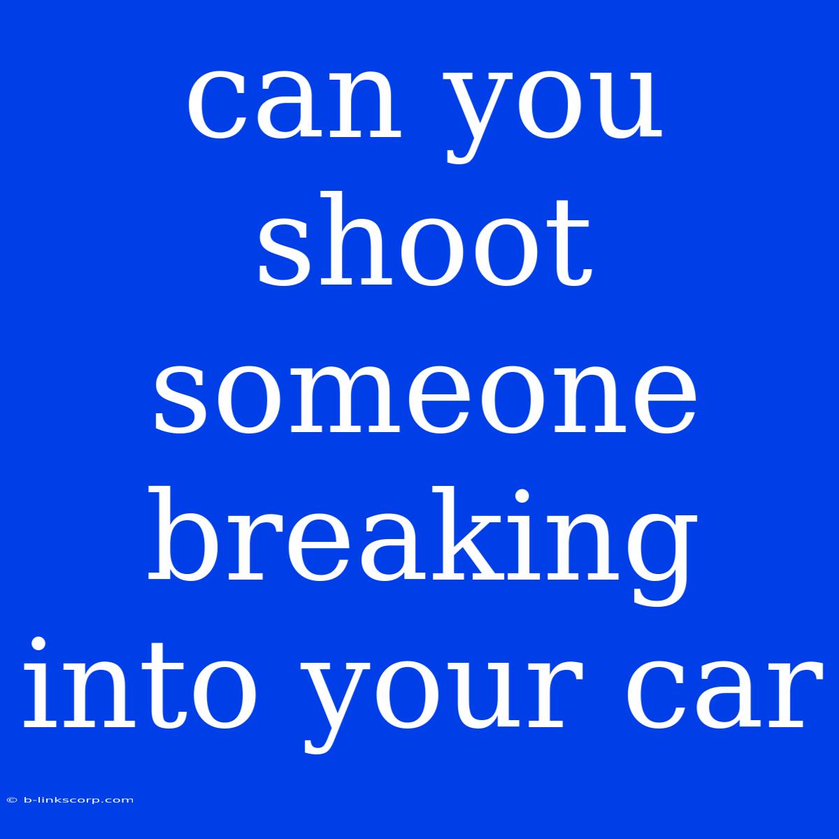 Can You Shoot Someone Breaking Into Your Car