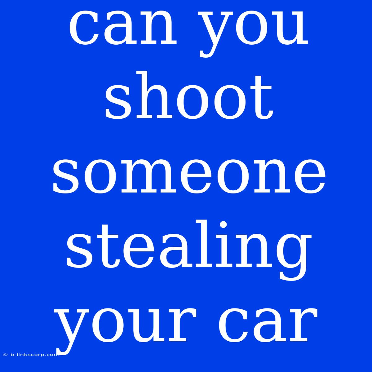 Can You Shoot Someone Stealing Your Car