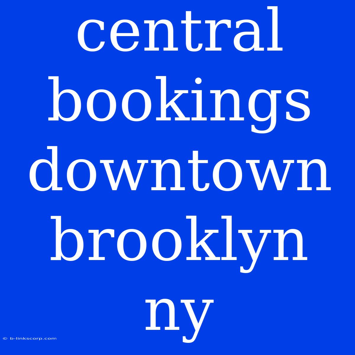 Central Bookings Downtown Brooklyn Ny