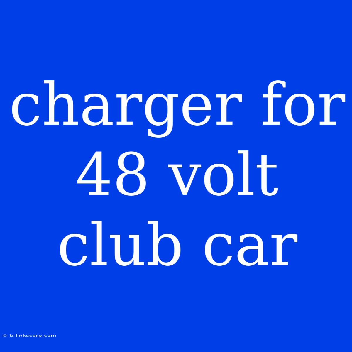 Charger For 48 Volt Club Car