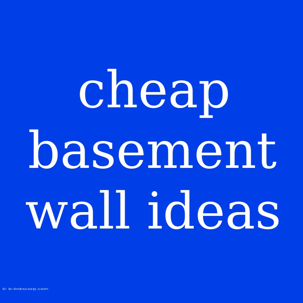 Cheap Basement Wall Ideas