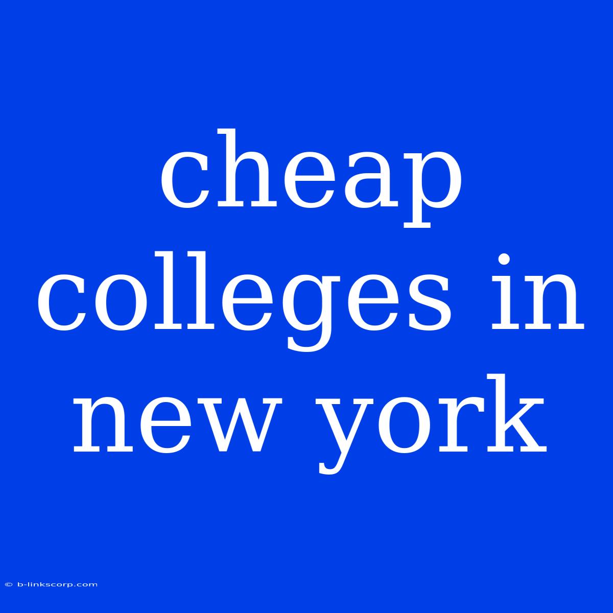 Cheap Colleges In New York