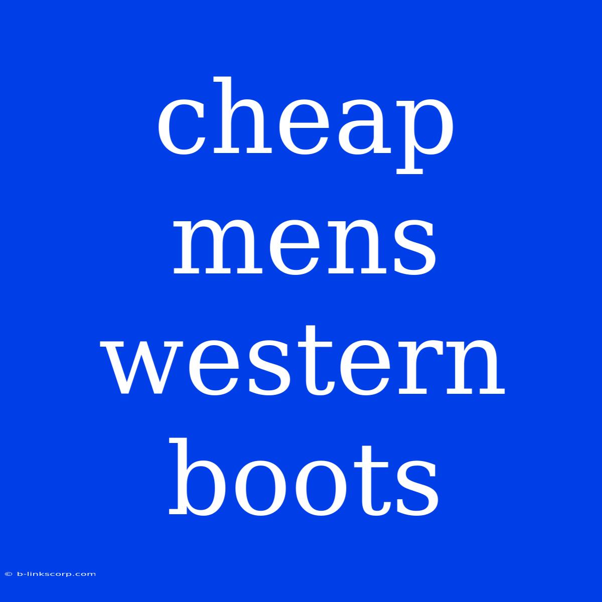 Cheap Mens Western Boots