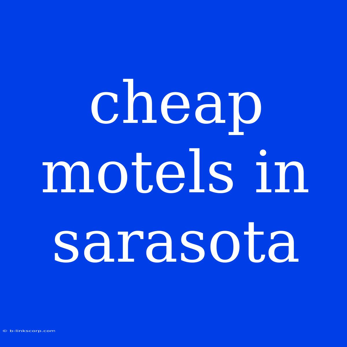 Cheap Motels In Sarasota