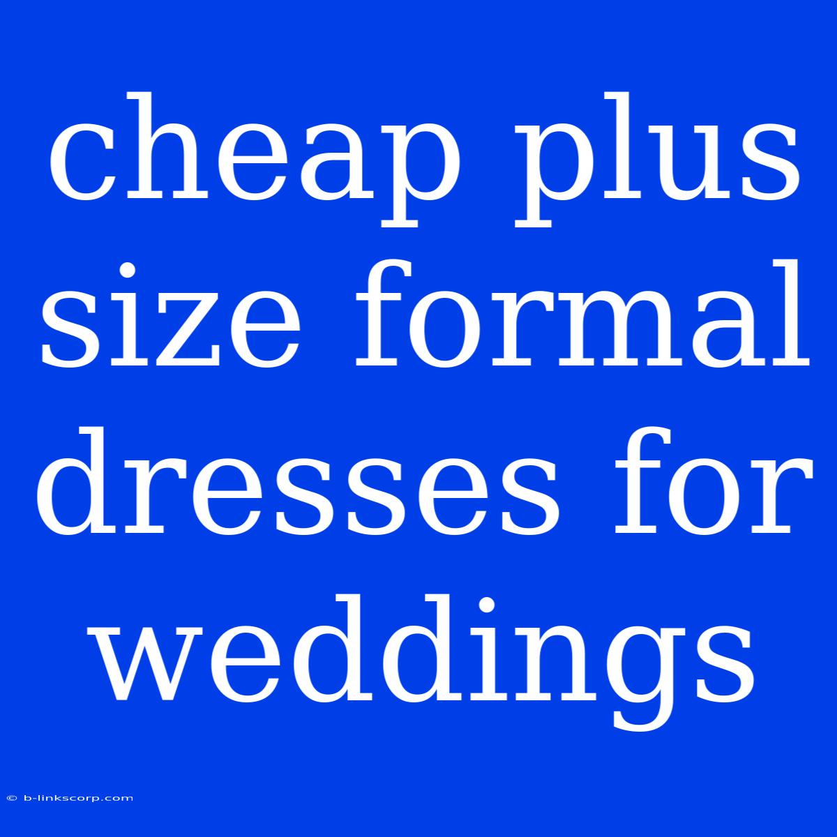 Cheap Plus Size Formal Dresses For Weddings