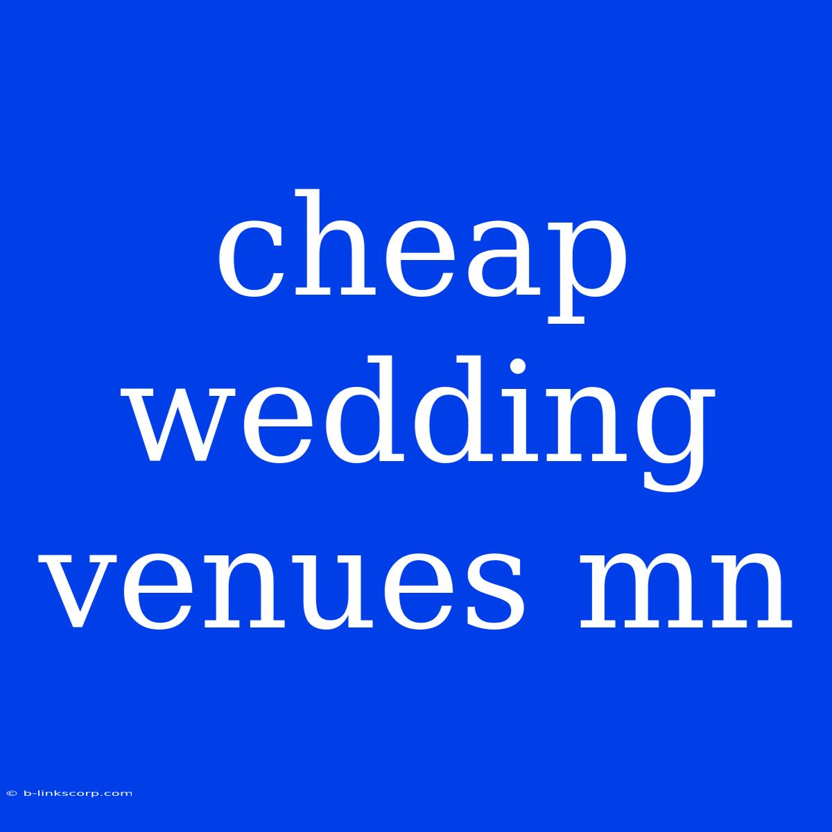 Cheap Wedding Venues Mn