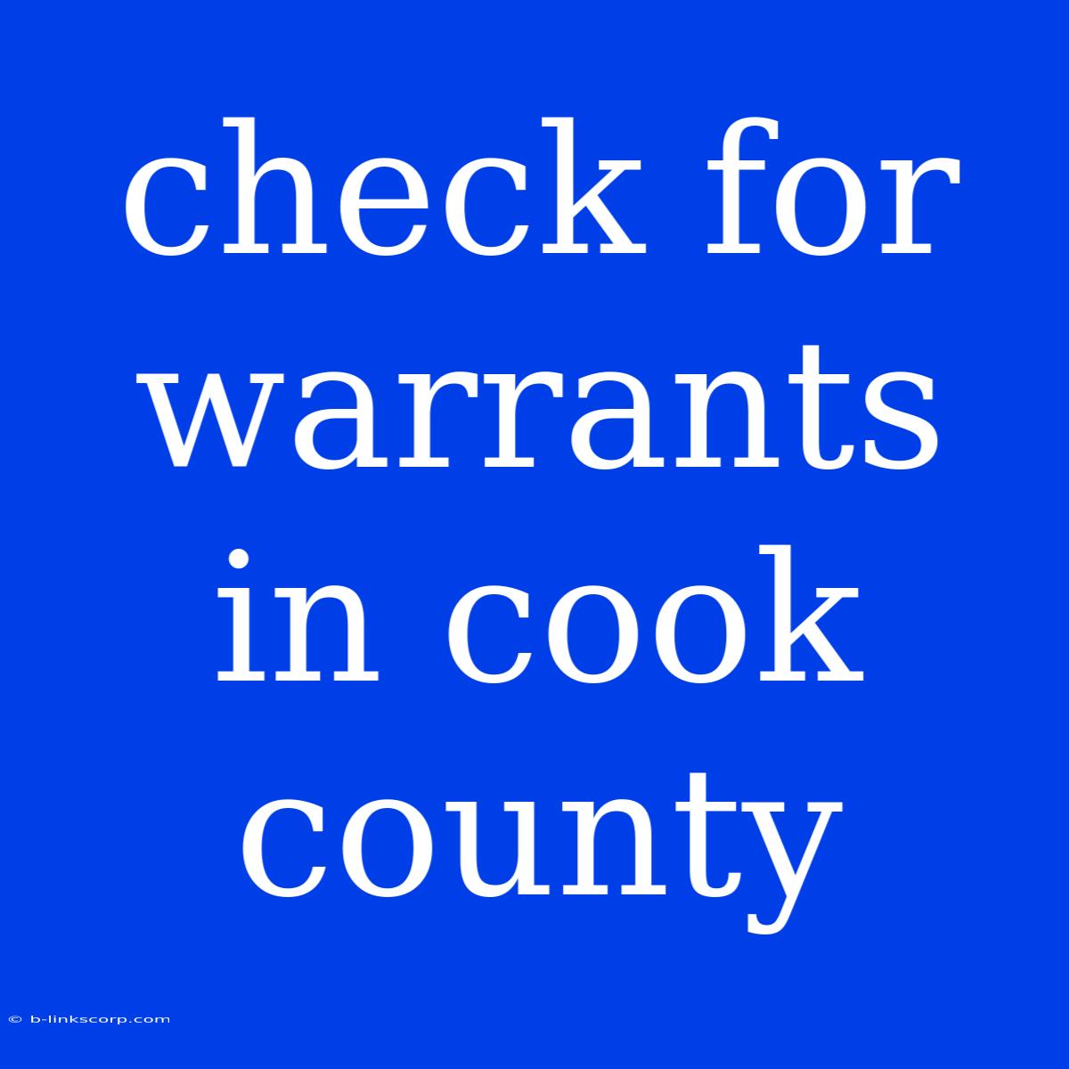 Check For Warrants In Cook County