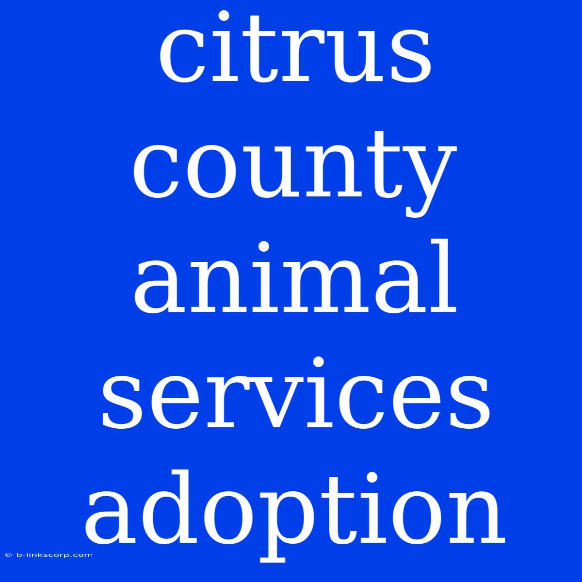 Citrus County Animal Services Adoption